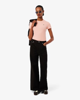 Women's Slim Fit Ribbed Cotton T-Shirt