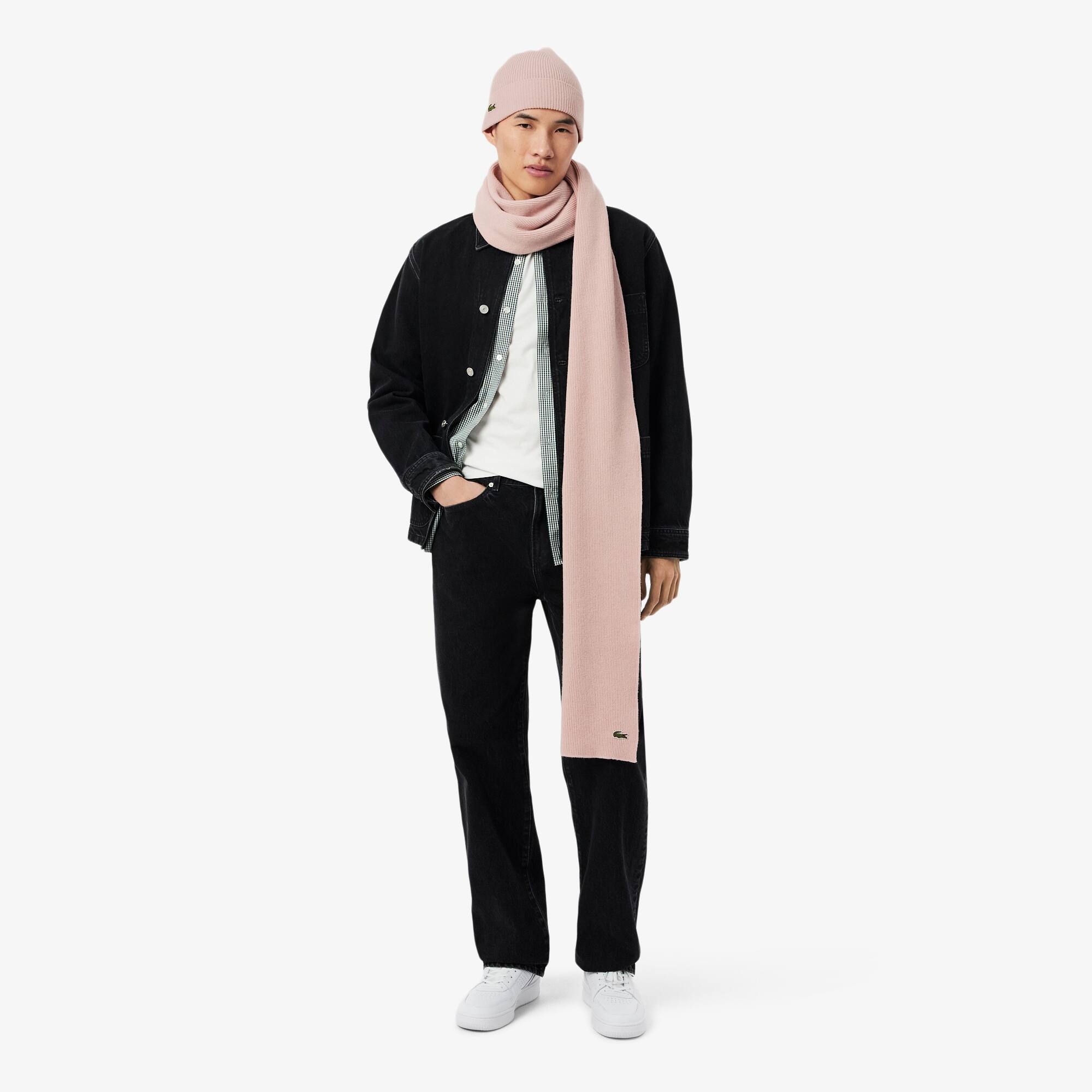 Lacoste Dark Purple Cable Knit Imfinity Scarf and Hat Set Unisex Wool Scarf & Beanie Gift Set - Caps & Hats - New In  main image 3