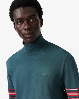 Runway High Neck Striped Jersey Sweater