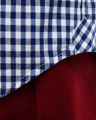 Camisa regular fit con mini-estampado de cuadros en algodón  para hombre
