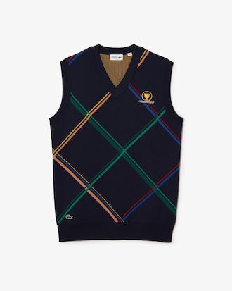 Pull sans manche homme Lacoste SPORT &agrave; carreaux color&eacute;s