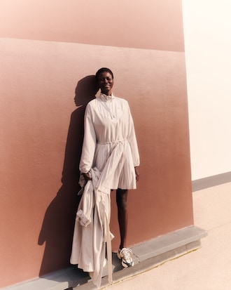 Women's Short Relaxed Fit Pleated Sweatshirt Dress