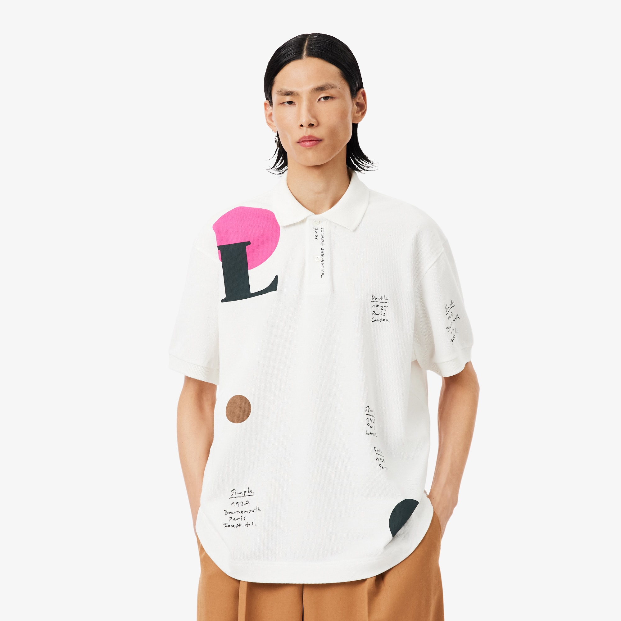 Lacoste Runway Loose Fit Graphic Piqué Polo Shirt