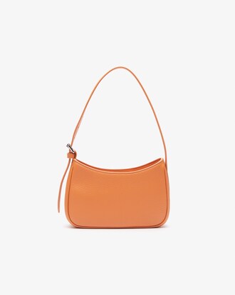 Women's Metal Plate Grained Leather Shoulder Bag