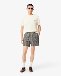 Relaxed Fit Printed Cotton Blend Shorts