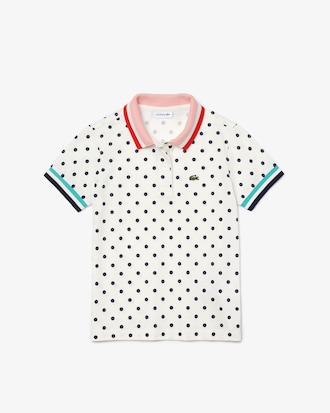 Girls&rsquo; Lacoste Polka Dot Print Cotton Piqu&eacute; Polo Shirt