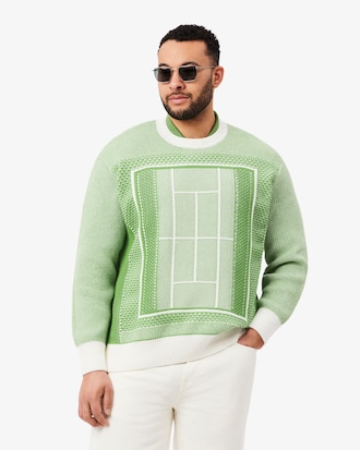 Tennis Court Graphic Jacquard Sweater