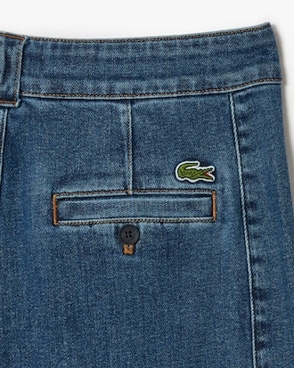 Jeans de mezclilla elásticos con pierna ancha y cintura alta