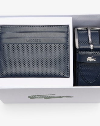 Men's Leather Belt & Card Holder Gift Set
