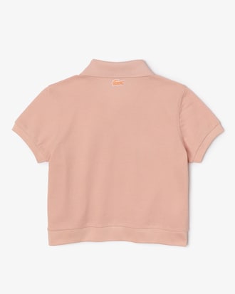 Polo fille Lacoste avec marquage sigl&eacute; en coton biologique