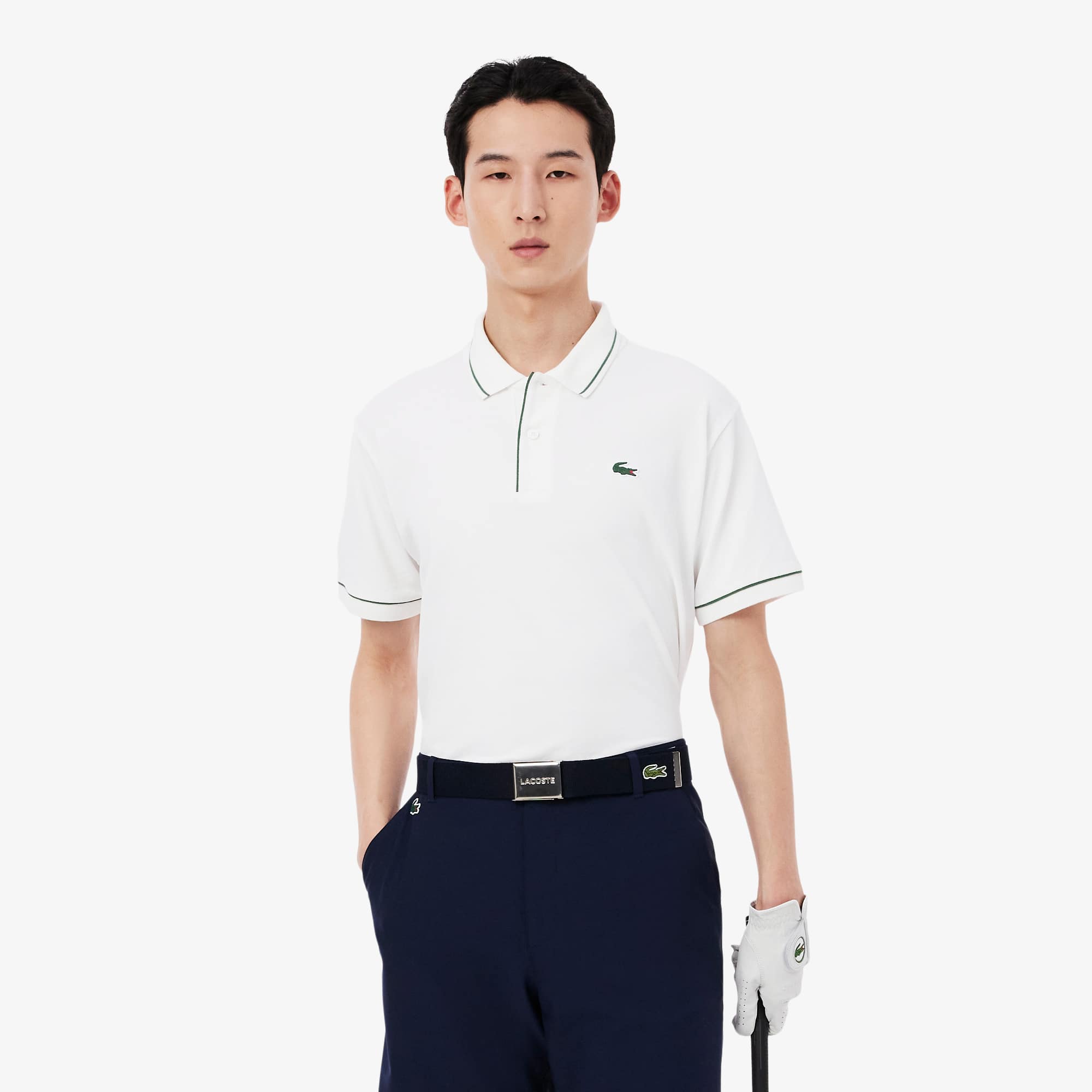 Lacoste Heat Regulating Mini Piqué Golf Polo Shirt In White