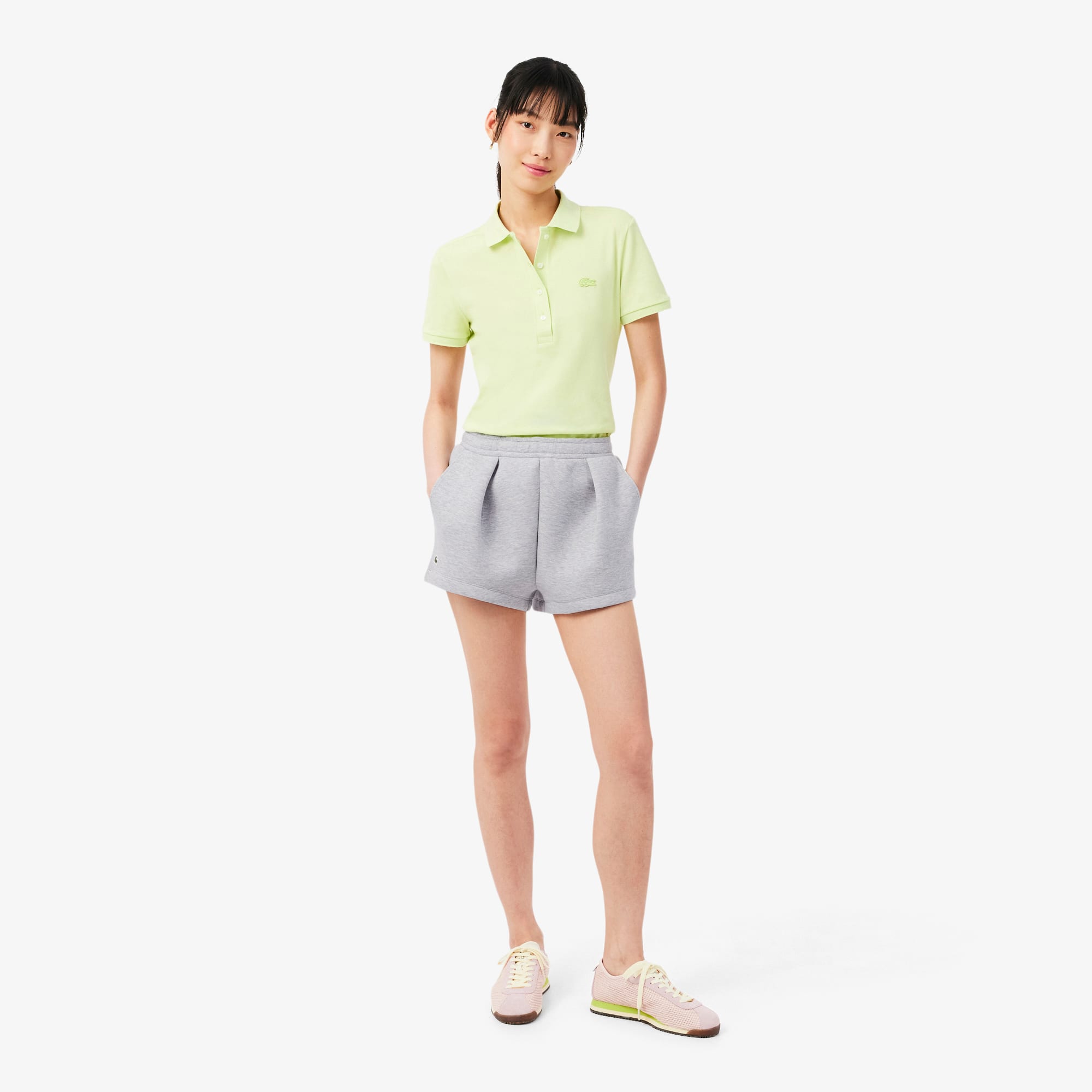 Lacoste Pleated Cotton Shorts - 36 In Blue