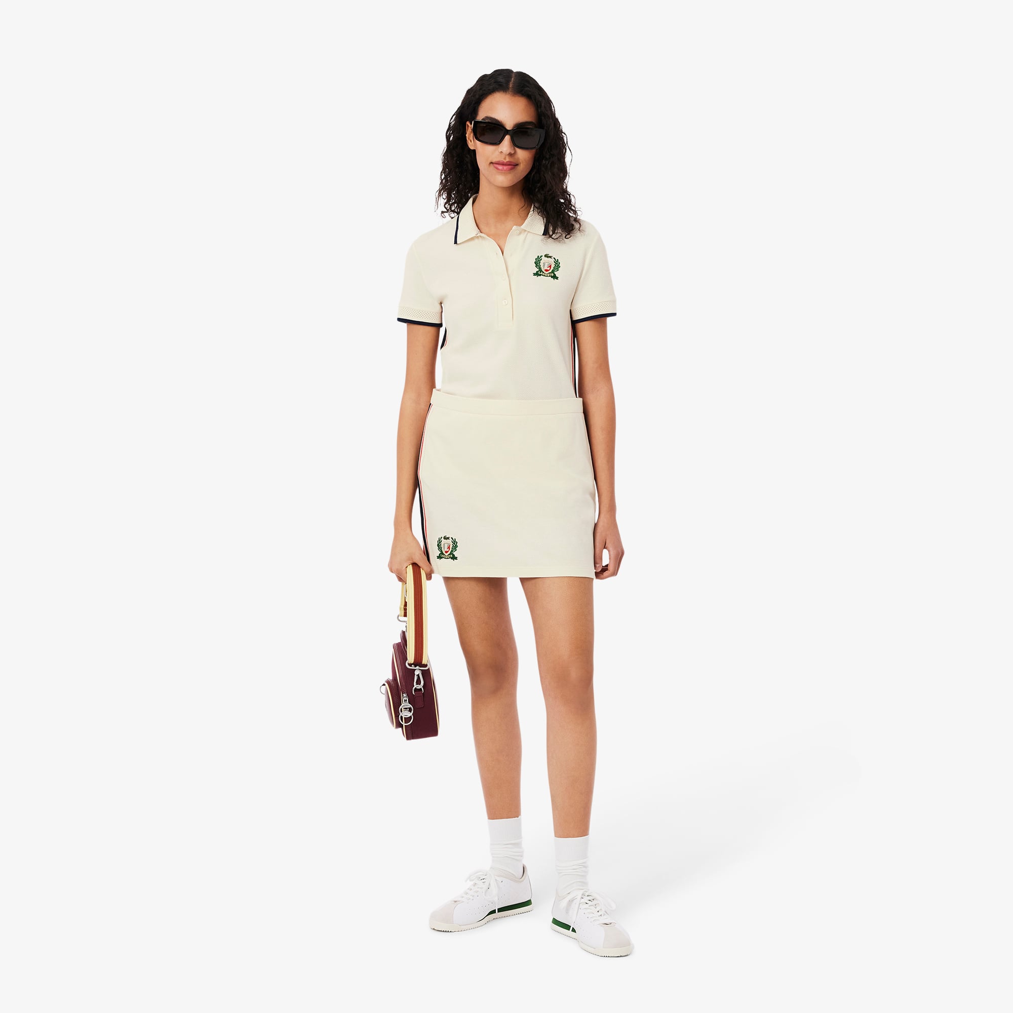 ★LACOSTE★ Women's New Denim-Like Skirt Beige JF915E-55G02S ☆LACOSTE☆ Women's New Denim-Like Skirt Beige JF915E-55G02S
