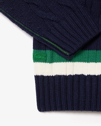 Pull en laine torsadée avec rayures color-block