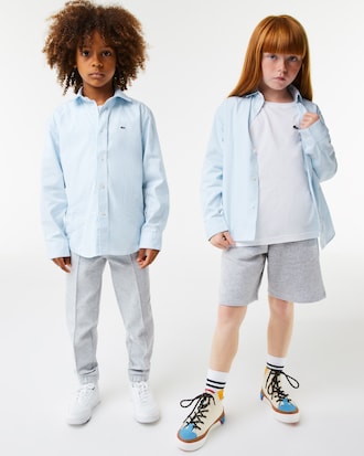 Kids' Striped Print Oxford Cotton Shirt