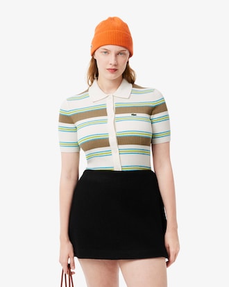 Women's Ribbed Cotton Polo Collar Sweater