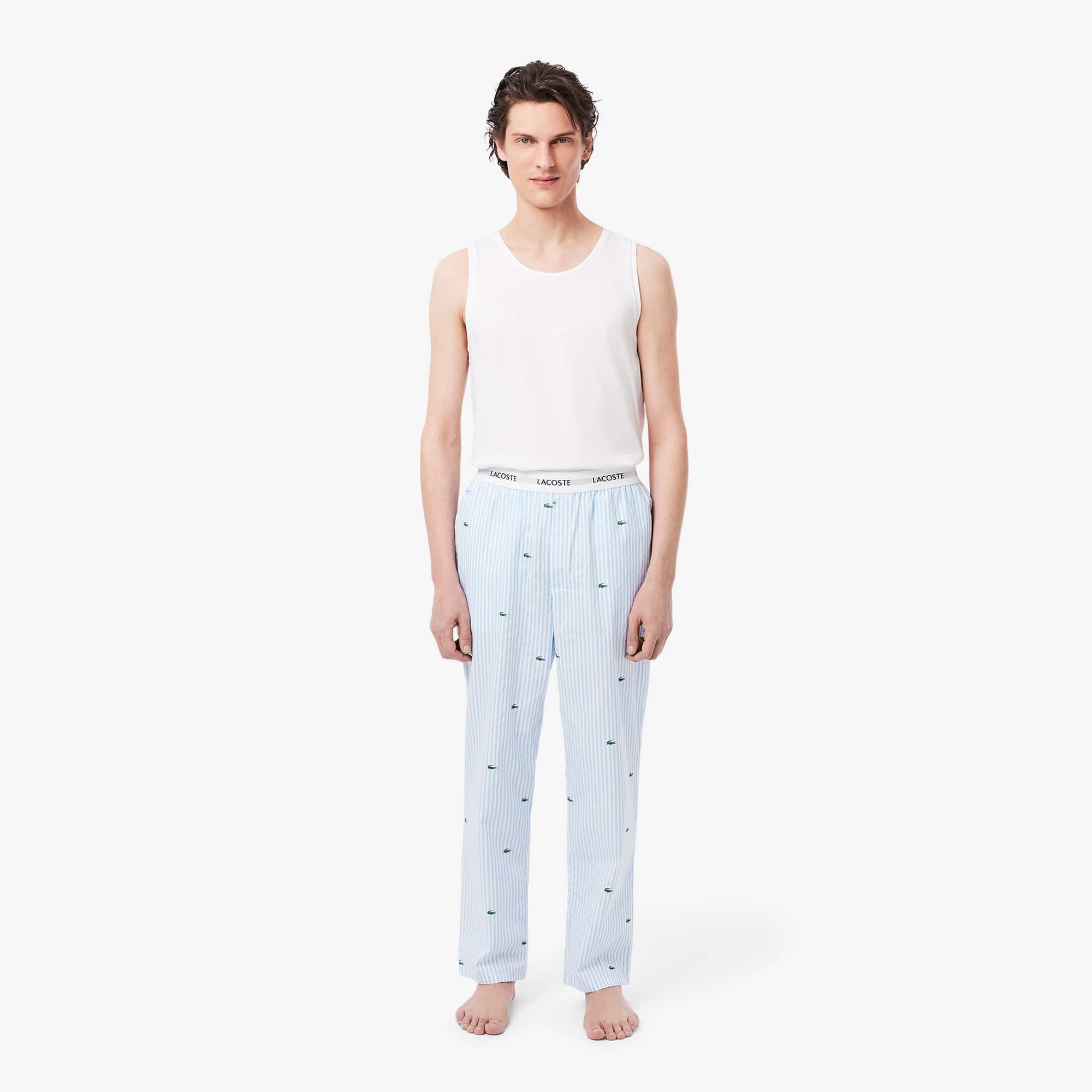 Lacoste Printed Striped Cotton Pyjama Bottoms