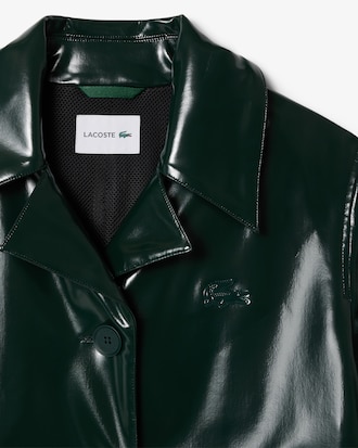 Women's Tailored Collar Vinyl Trench Coat
