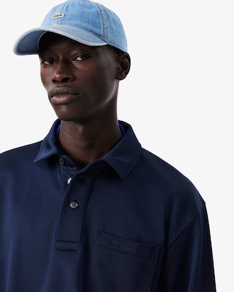 Embroidered Polo Collar Fleece Sweatshirt