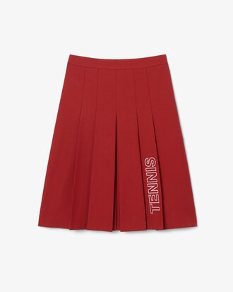 Runway Embroidered Pleated Midi Skirt
