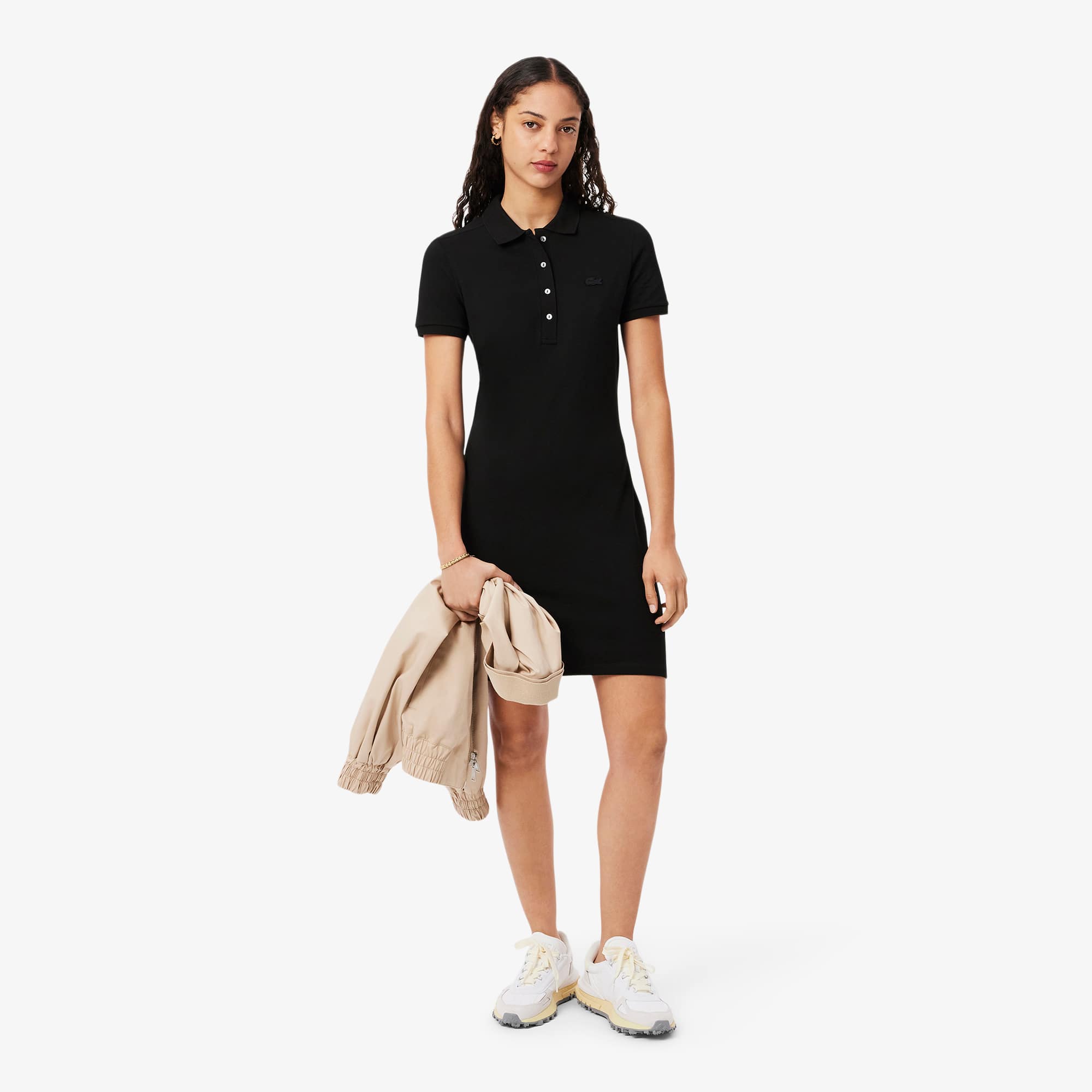 Lacoste Short Sleeve Slim Fit Stretch Pique Polo Dress - Black