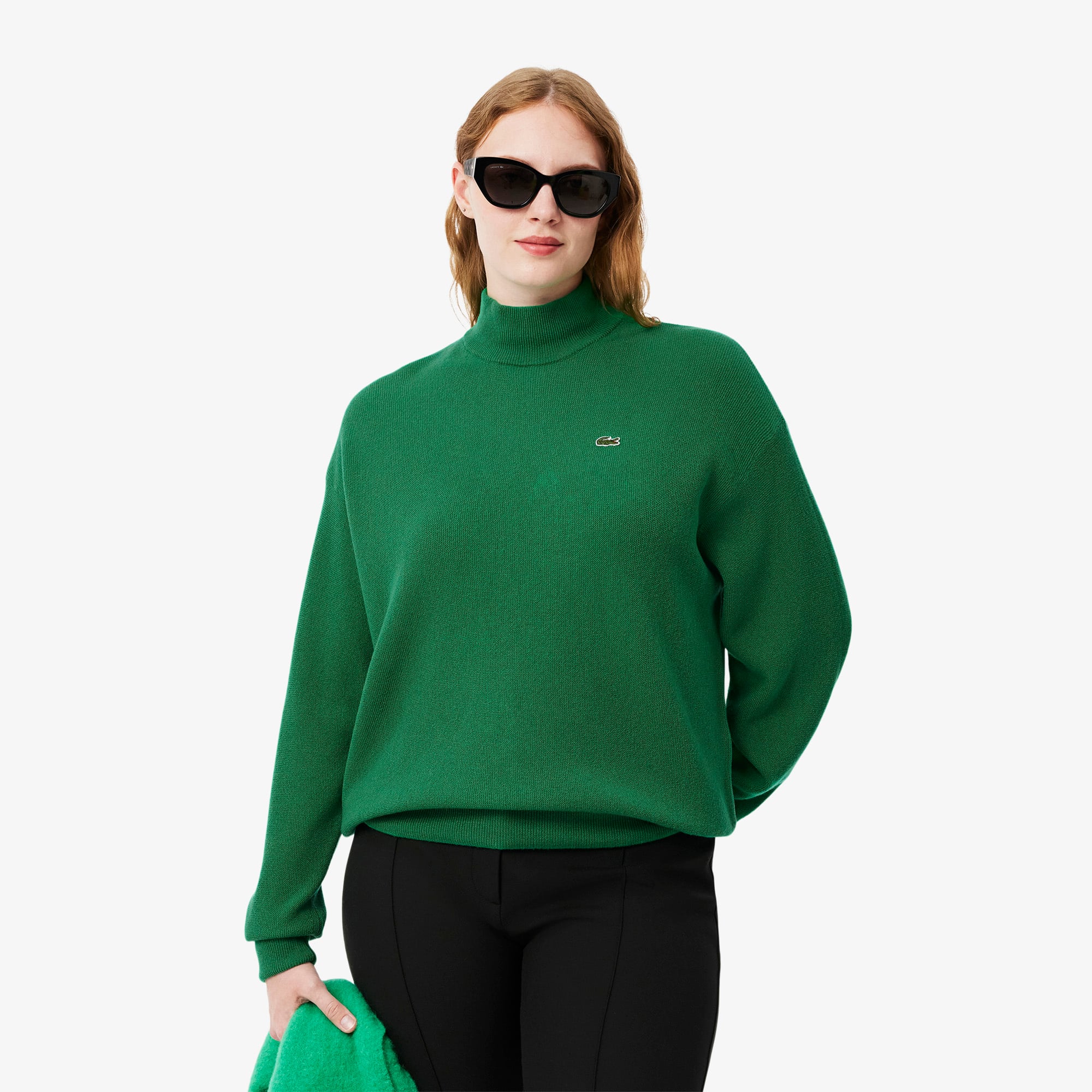 Women's Relaxed Fit Wool High-Neck Sweater - Sweaters