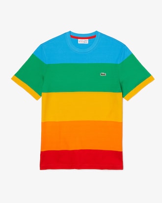 Men&rsquo;s Lacoste x Polaroid Crew Neck Colour Striped T-shirt