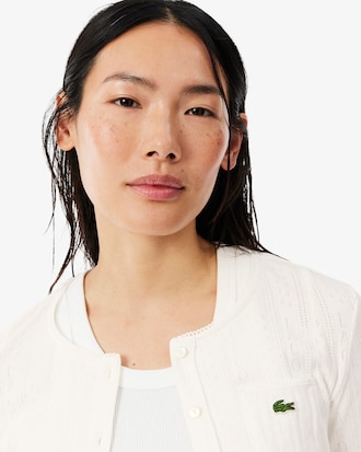 Slim Fit Pointelle Cotton Cardigan