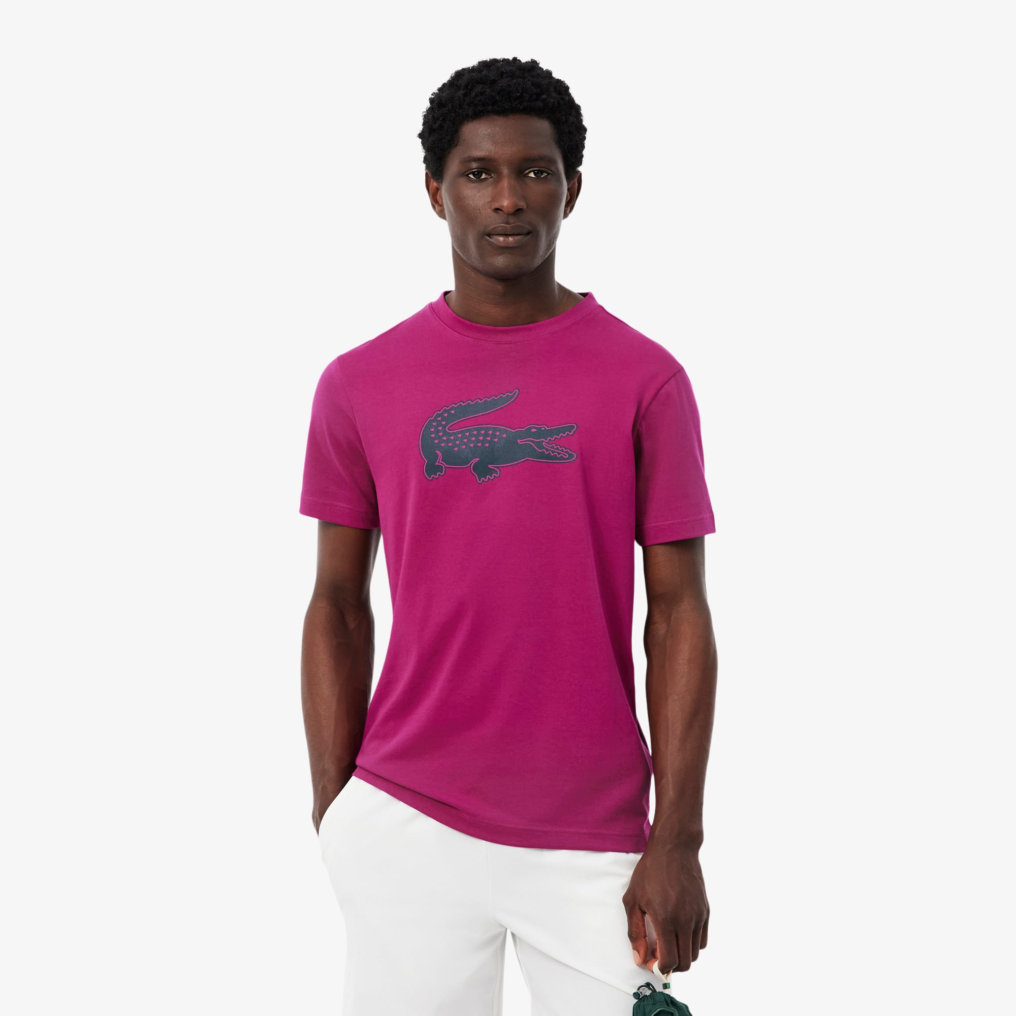 Lacoste Men's Ultra Dry Xxl Logo Sport T-shirt - 3xl In Pink