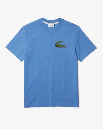 T-shirt &agrave; col rond en coton premium chin&eacute; broderie crocodile