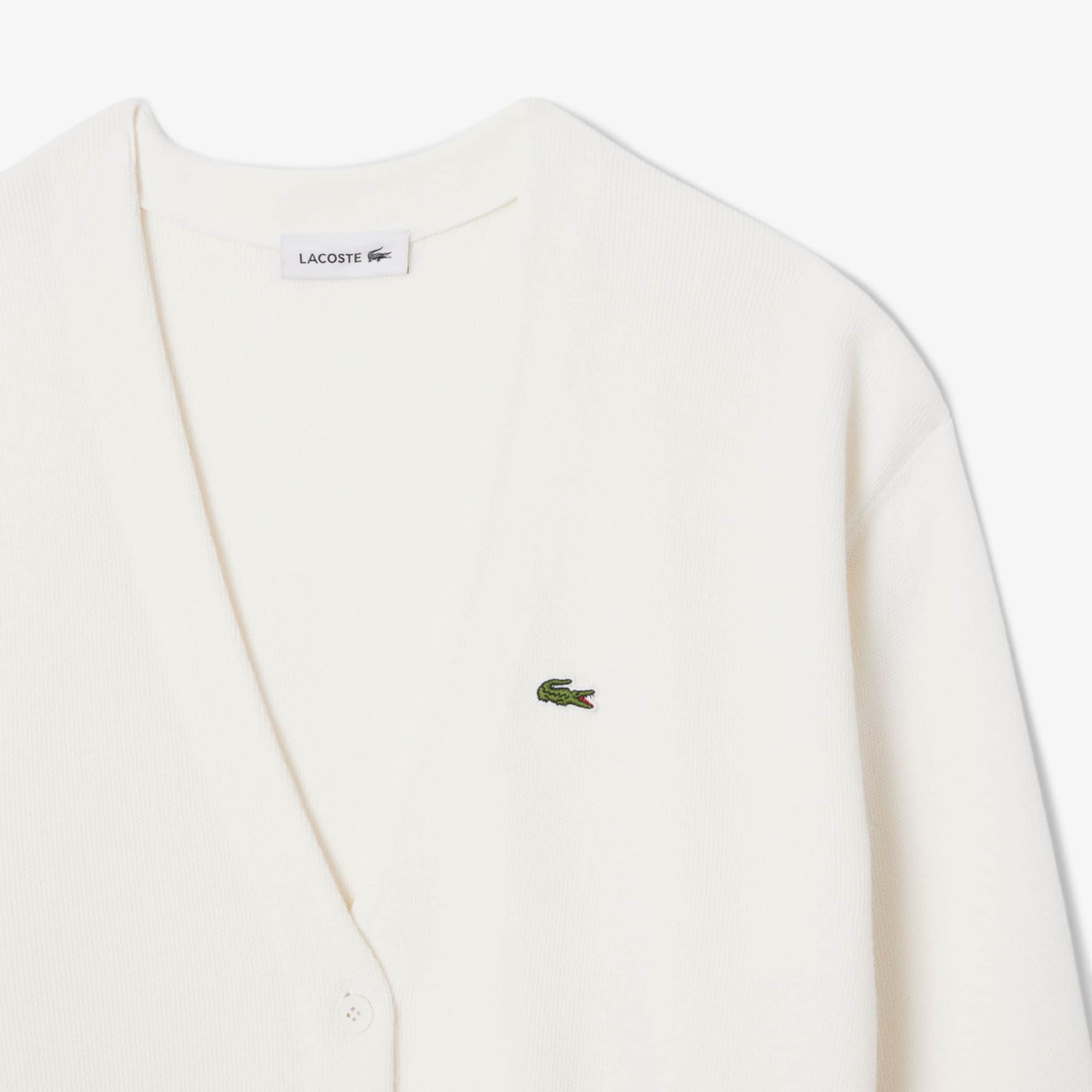 Women's V-Neck Moss Stitch Cotton Cardigan - Sweaters