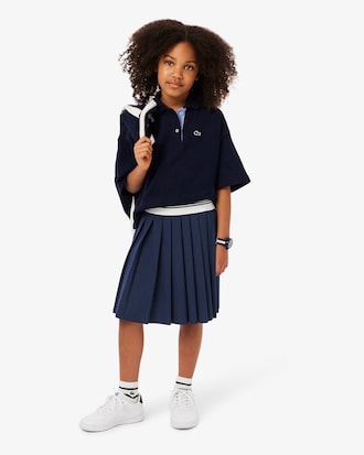 Girls' Oxford Cotton Pleated Skirt