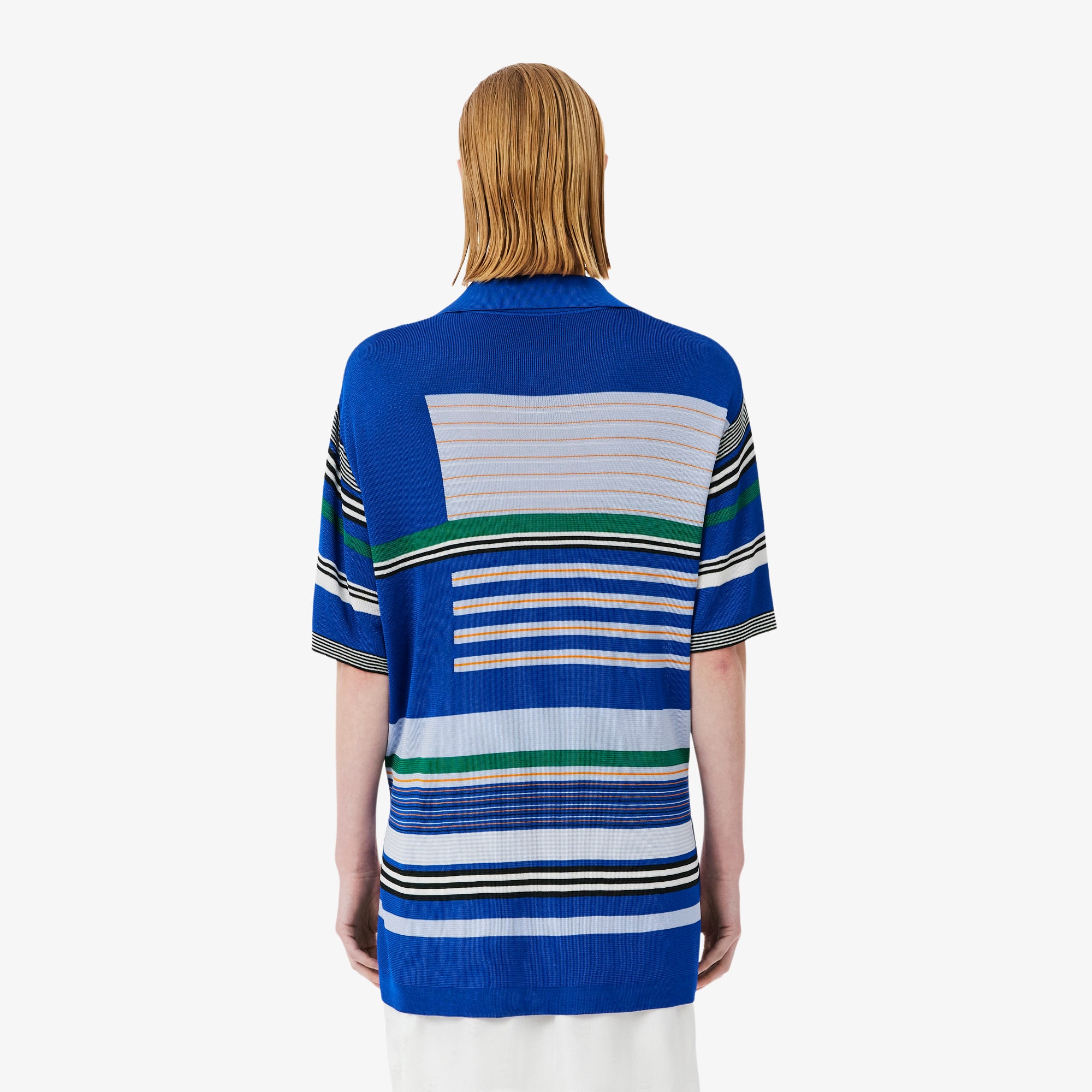 Runway Oversized Striped Satin Piqué Polo Shirt