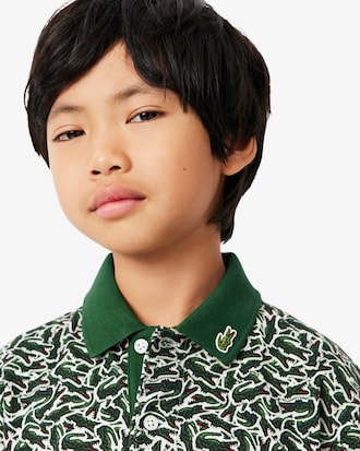 Boys' Crocodile Print Piqué Polo