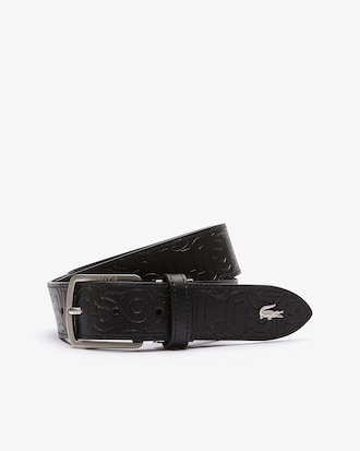 Men's Embossed Leather Tongue Buckle