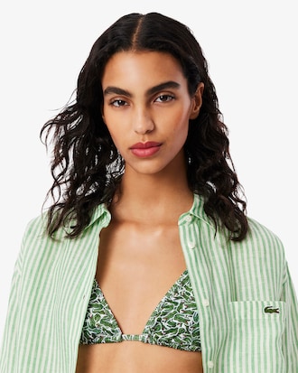 Camisa Para mujer oversize de lino a rayas