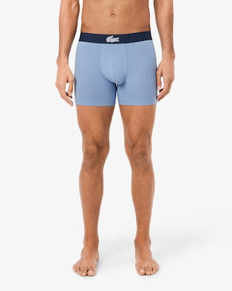 Lot de 3 boxers longs coton stretch imprim&eacute;