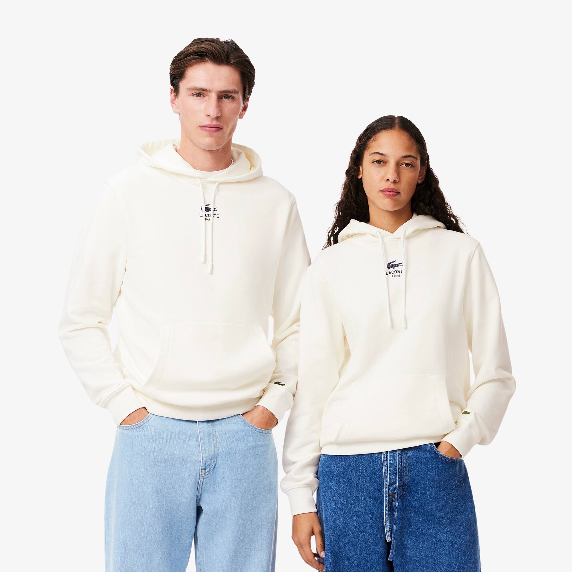 Lacoste Unisex Printed Hoodie - Xxs In White