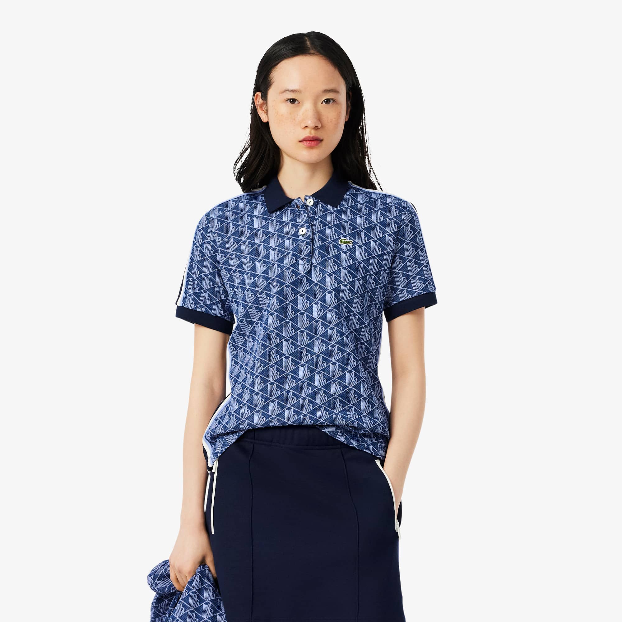 Lacoste Women's Slim Fit Monogram Polo - 42 In Blue