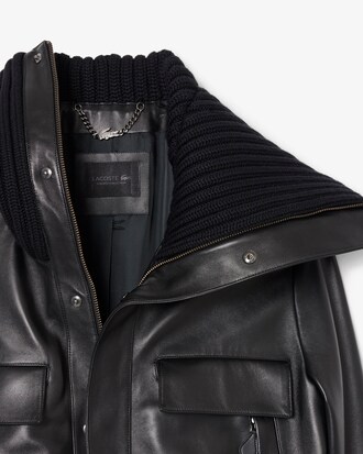 Runway High Ribbed Neck Leather Jacket