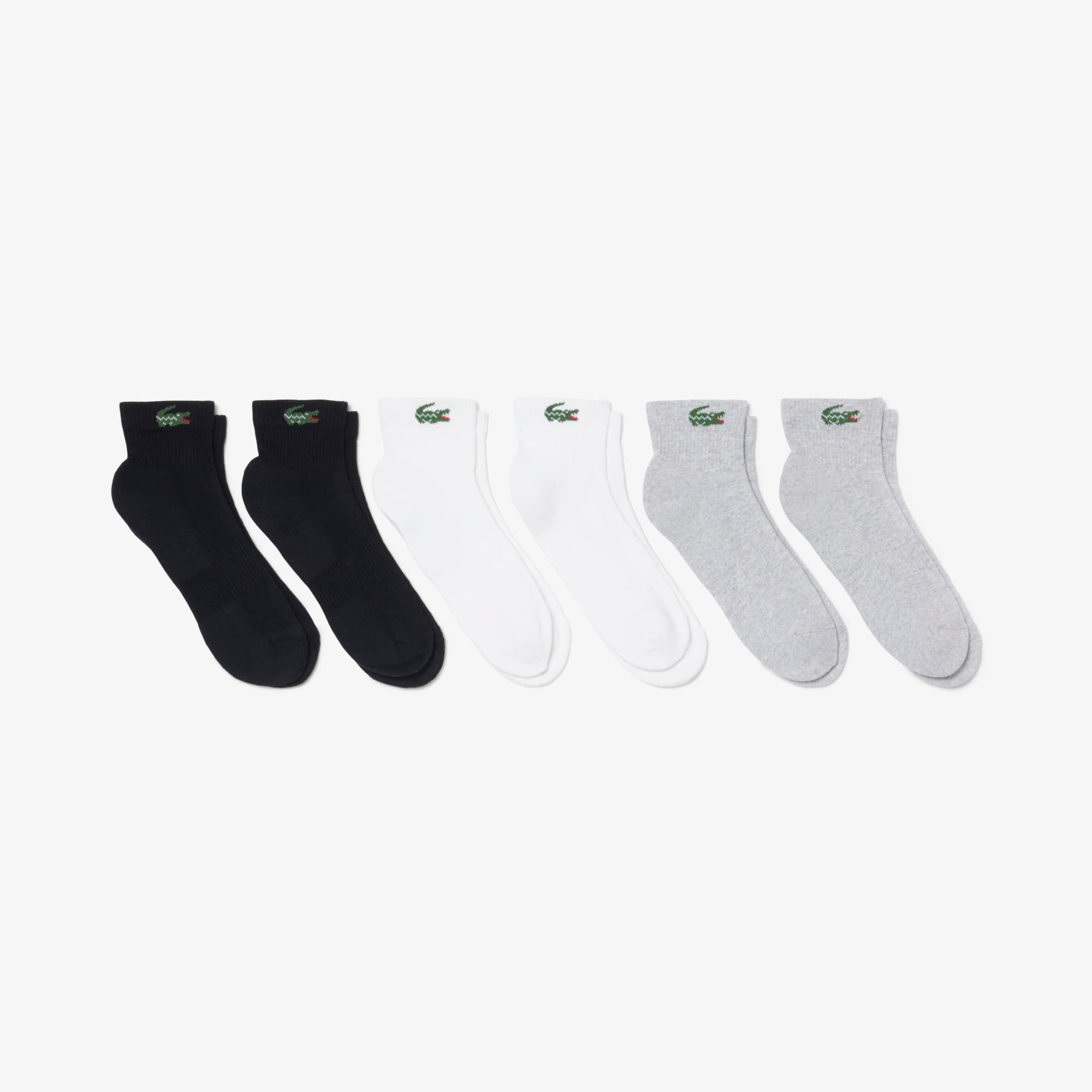 Lacoste 6-pack Striped Cotton Ankle Socks - 3 - 5.5 In Multi