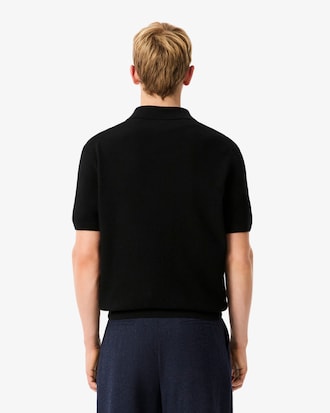 Men's Cotton Blend Open Polo Collar Sweater