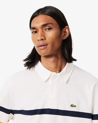 Relaxed Fit Striped Piqu&eacute; Rugby Polo Shirt
