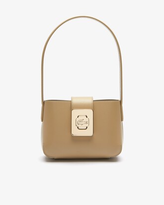 Sac d'&eacute;paule Amelia en cuir avec fermoir en m&eacute;tal grav&eacute; crocodile