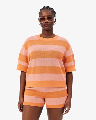 Playera De Punto De Malla A Rayas