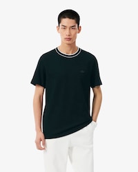 Playera de Piqu&eacute; El&aacute;stico con Cuello de Rayas para Hombre