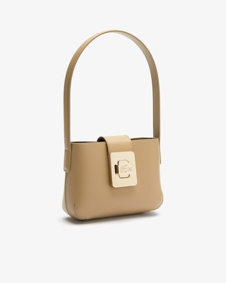 Sac d'&eacute;paule Amelia en cuir avec fermoir en m&eacute;tal grav&eacute; crocodile