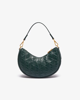 Maheki Embossed Leather Half Moon Bag
