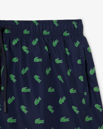 Short de bain mi-long imprim&eacute; crocodile