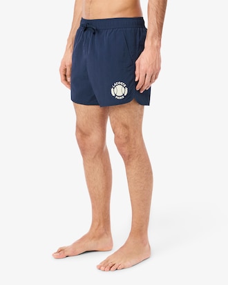 Men's Short Badge Accent Swim Trunks
